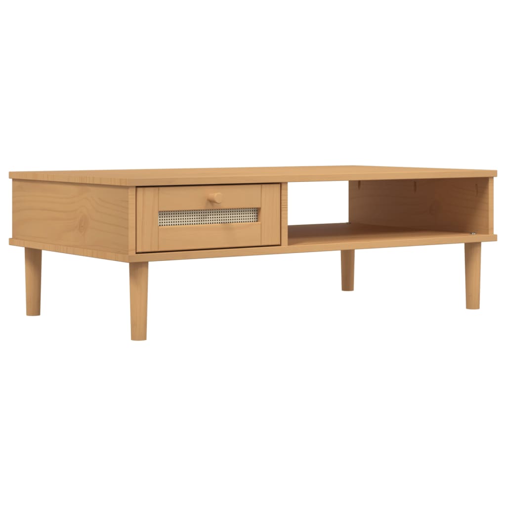 Mesa De Centro Senja Aspecto Ratán Madera 100X55X33 Cm