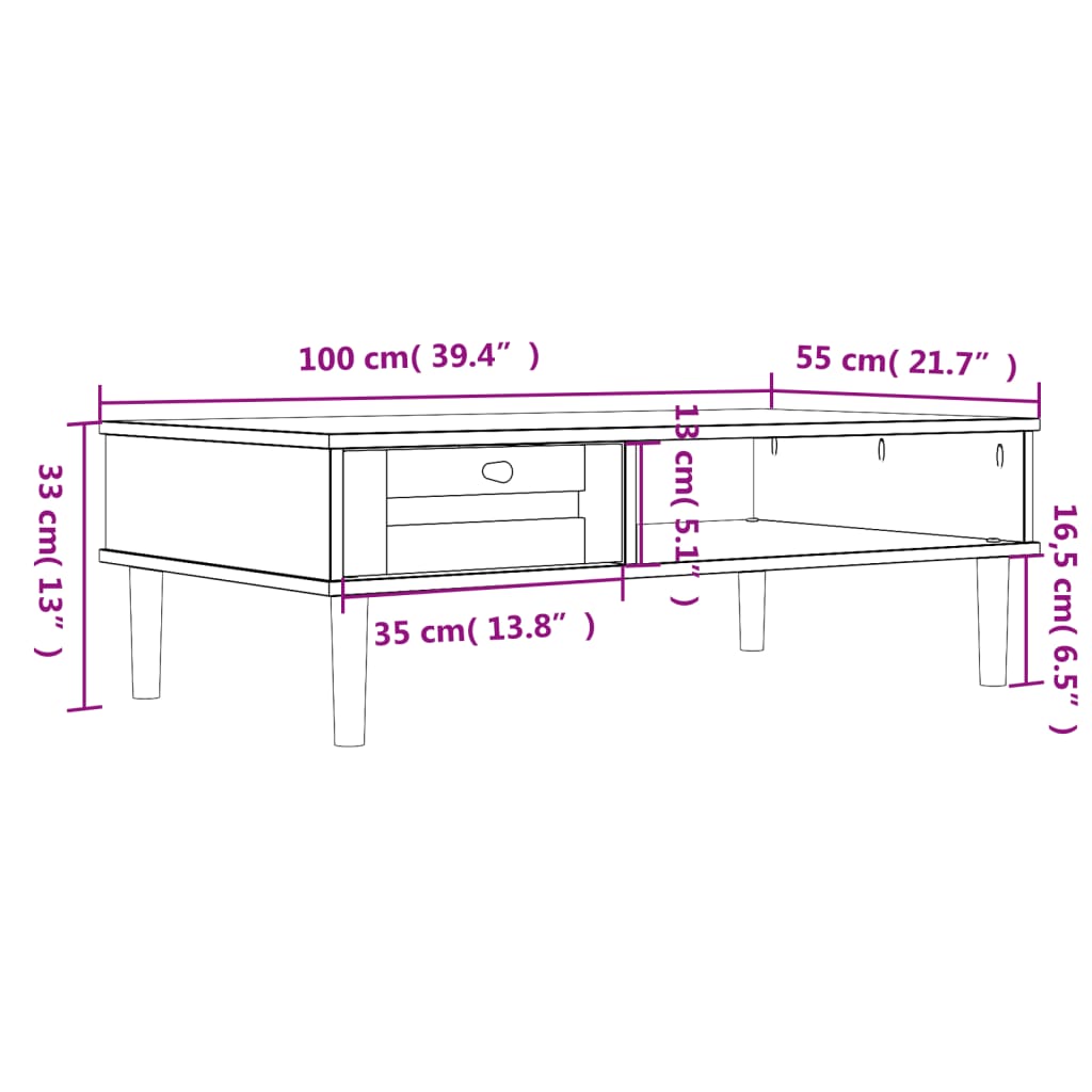Mesa De Centro Senja Aspecto Ratán Madera 100X55X33 Cm