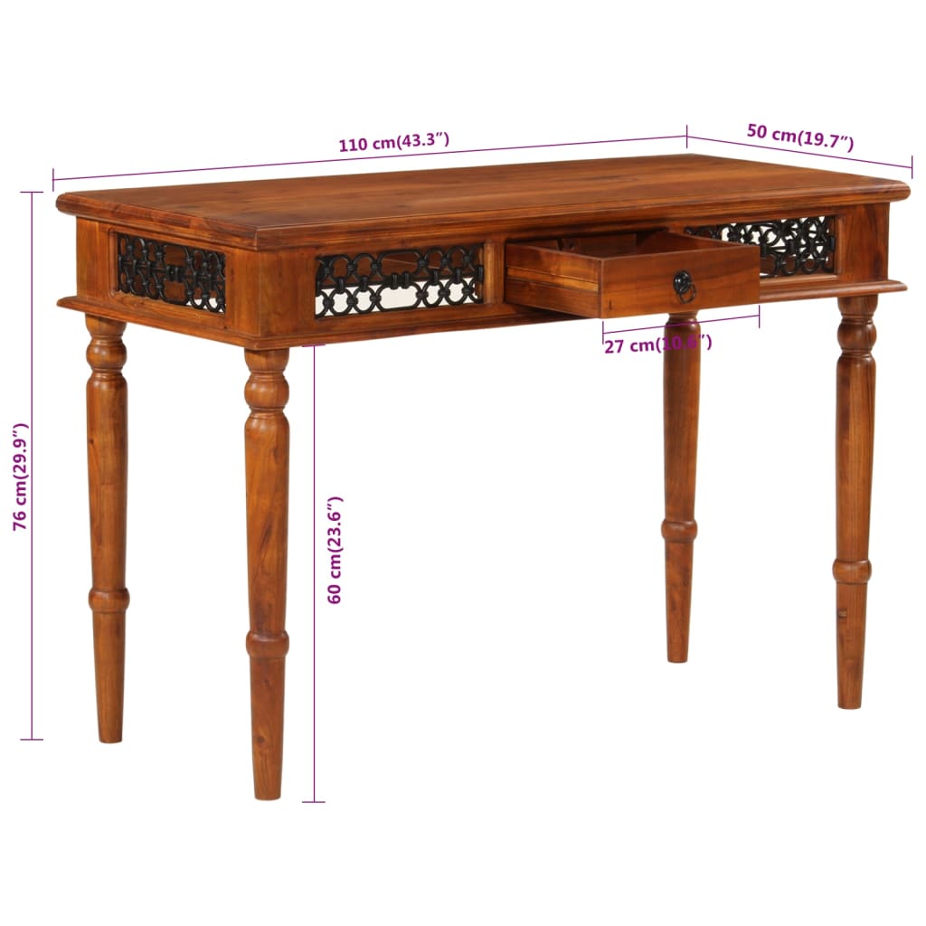 Escritorio Con Cajón Madera Maciza De Acacia