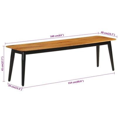 Banco Madera Maciza De Mango Y Hierro 160X40X45 Cm