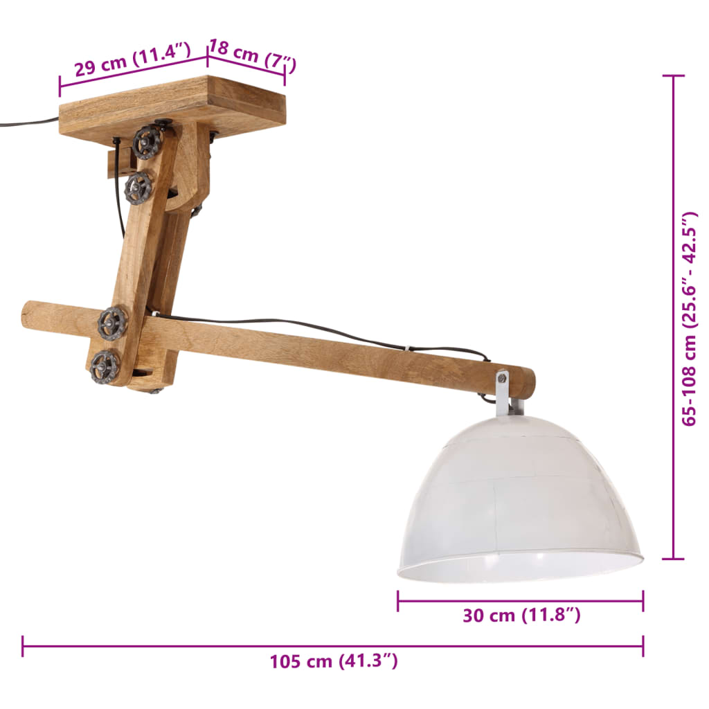 Lámpara De Techo Blanca 25 W E27 105X30X65-108 Cm