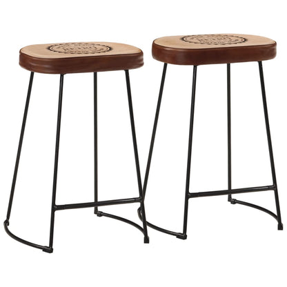 Taburetes De Barra 2 Uds Madera Maciza Mango
