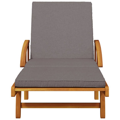 Tumbona Con Cojín Y Mesa Madera Maciza De Acacia