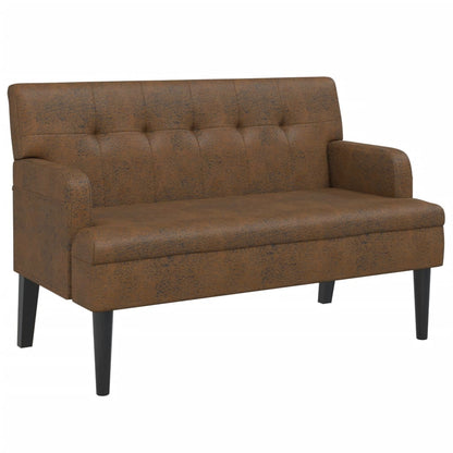 Banco Con Respaldo Ante Sintético Marrón 112X65,5X75 Cm