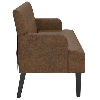 Banco Con Respaldo Ante Sintético Marrón 112X65,5X75 Cm