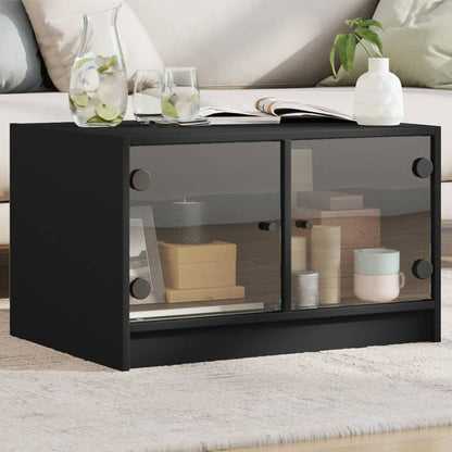 Mesa De Centro Con Puertas De Vidrio 68X50X42 Cm
