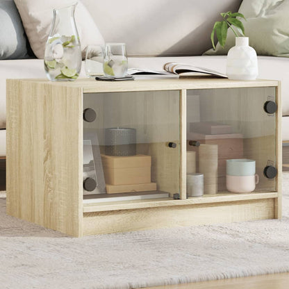 Mesa De Centro Con Puertas De Vidrio 68X50X42 Cm