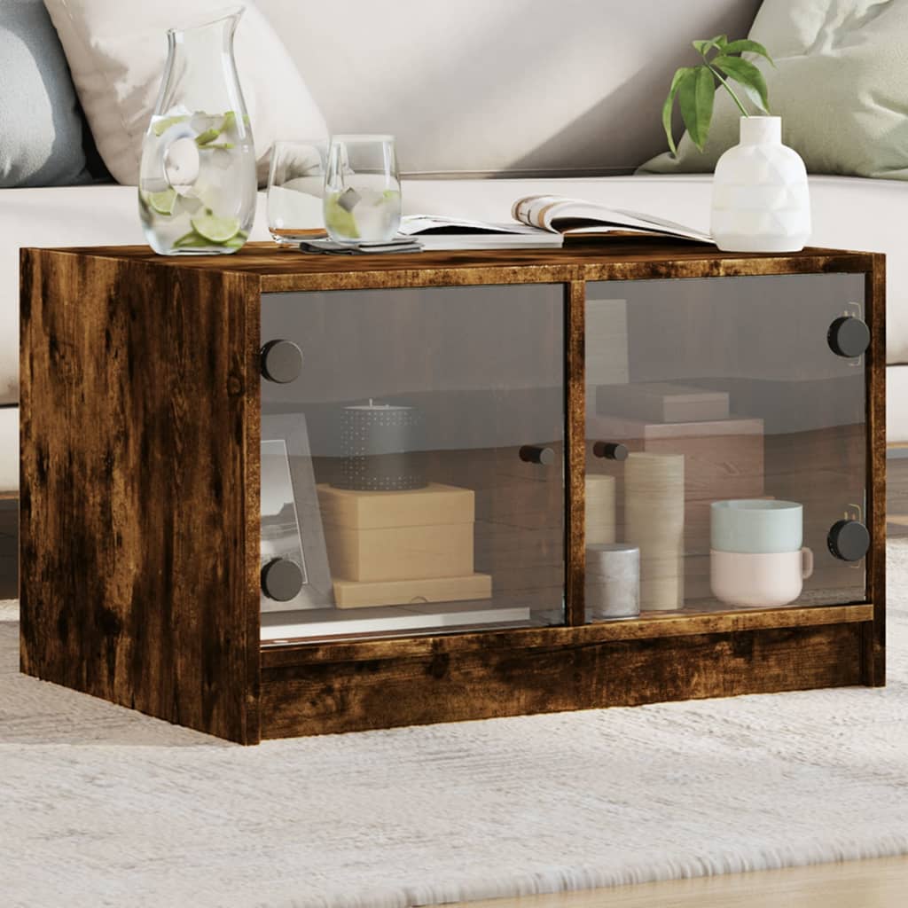 Mesa De Centro Con Puertas De Vidrio 68X50X42 Cm