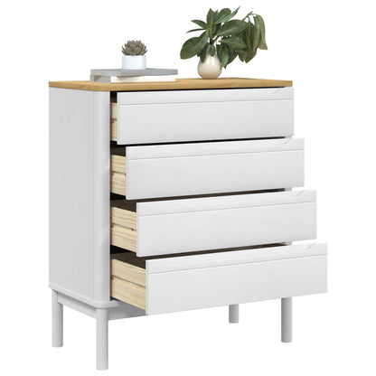 Cómoda Cajonera Floro Madera Maciza De Pino