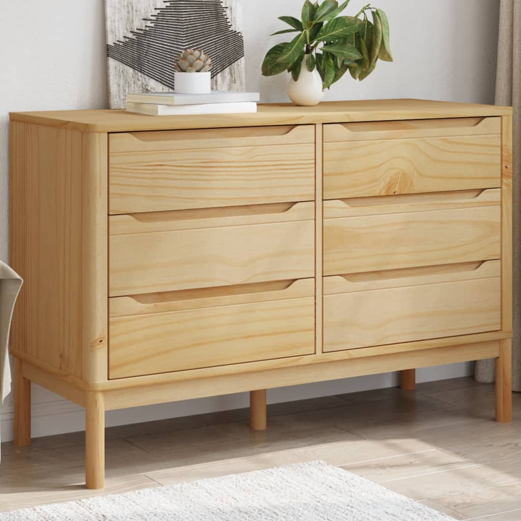 Cómoda Cajonera Floro Madera Maciza De Pino