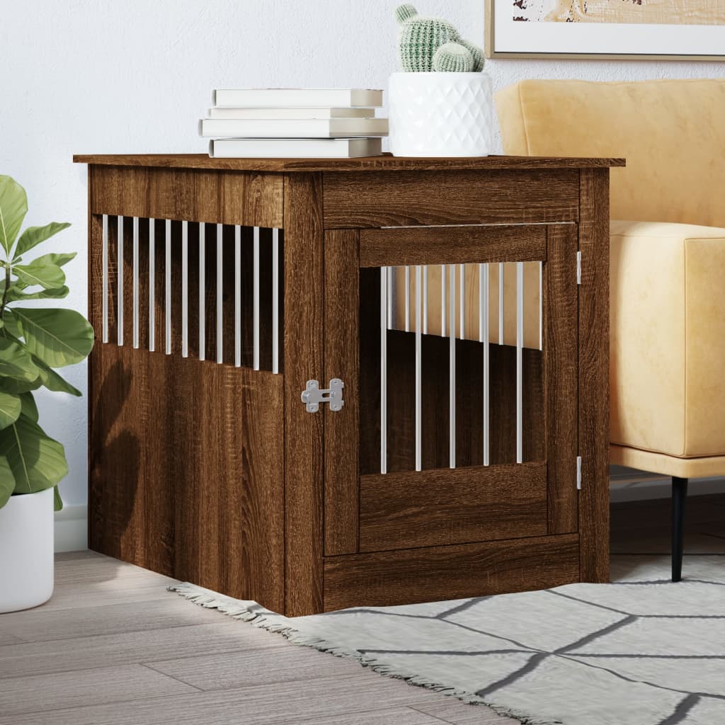 Jaula Para Perros Madera De Ingeniería Roble Marrón