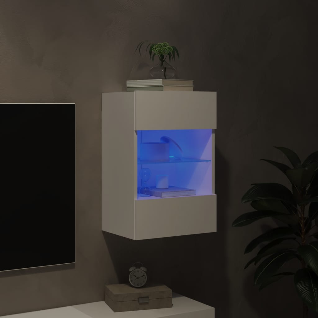 Mueble De Tv De Pared Con Luces Led 40X30X60,5 Cm