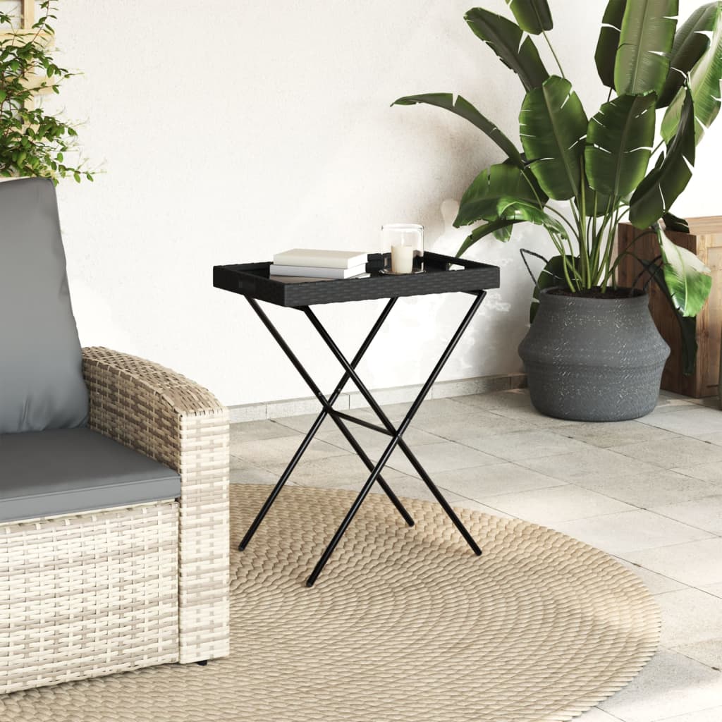 Mesa Con Bandeja Plegable Ratán Sintético 65X40X75 Cm