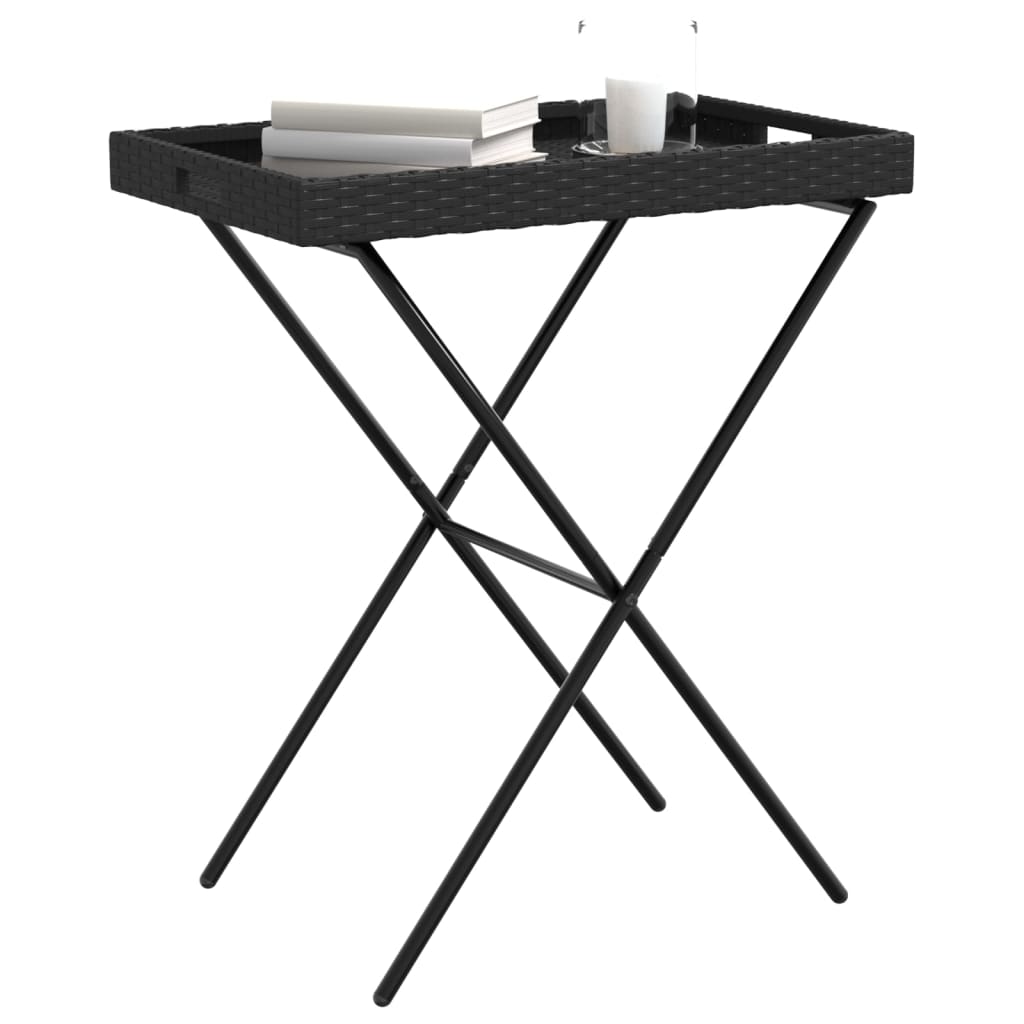 Mesa Con Bandeja Plegable Ratán Sintético 65X40X75 Cm