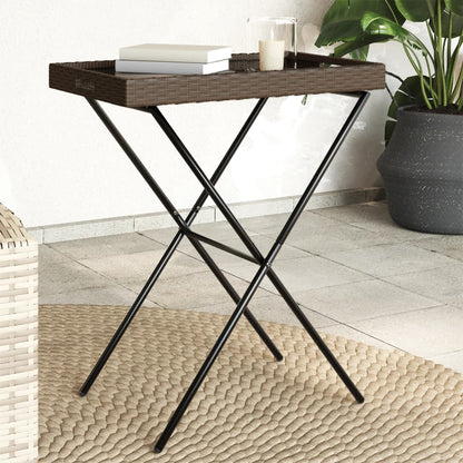 Mesa Con Bandeja Plegable Ratán Sintético 65X40X75 Cm