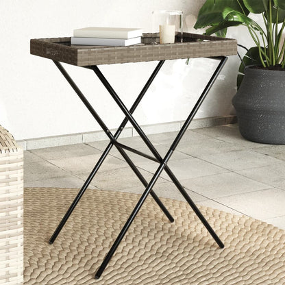 Mesa Con Bandeja Plegable Ratán Sintético 65X40X75 Cm