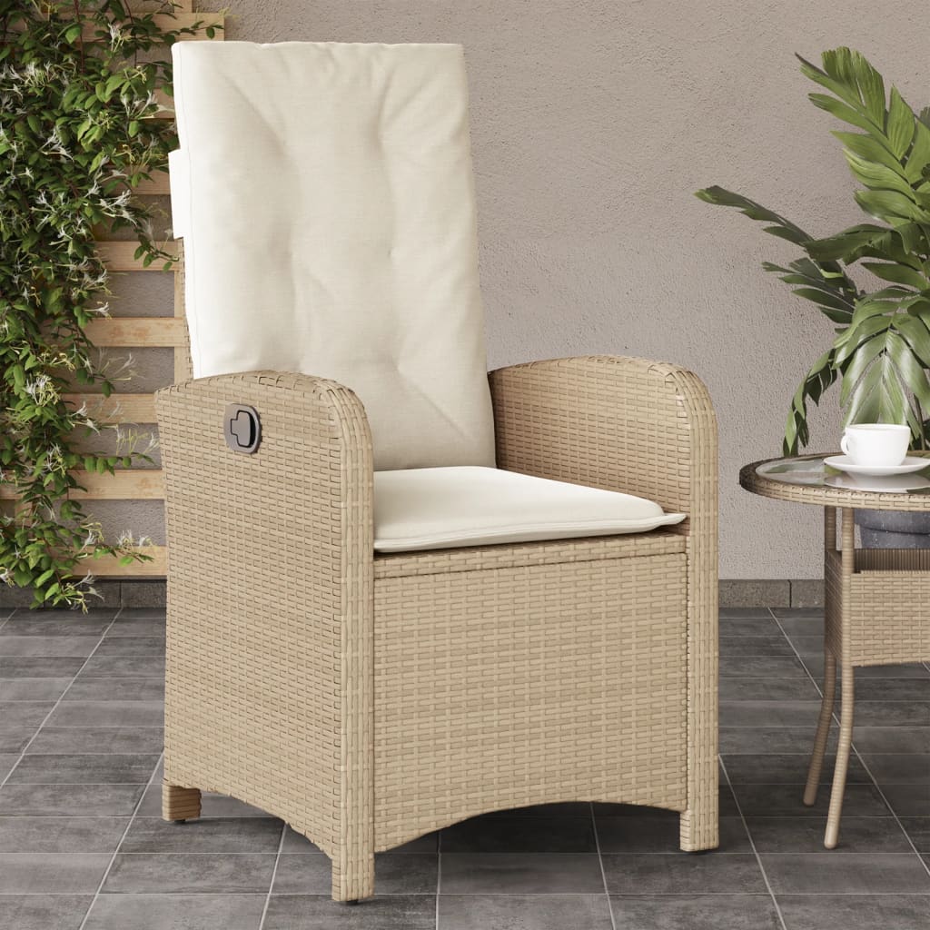 Silla De Jardín Reclinable Con Cojines Ratán Sintético