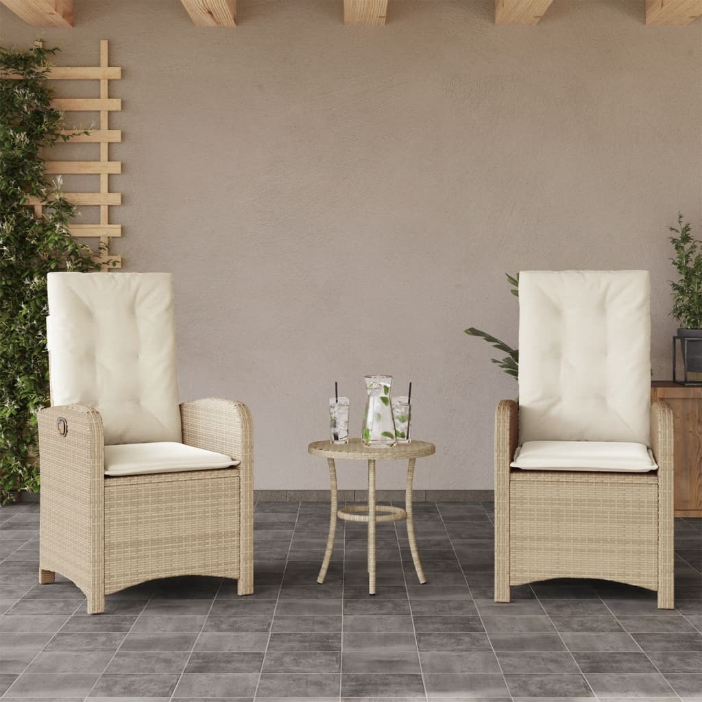 Silla De Jardín Reclinable Con Cojines Ratán Sintético