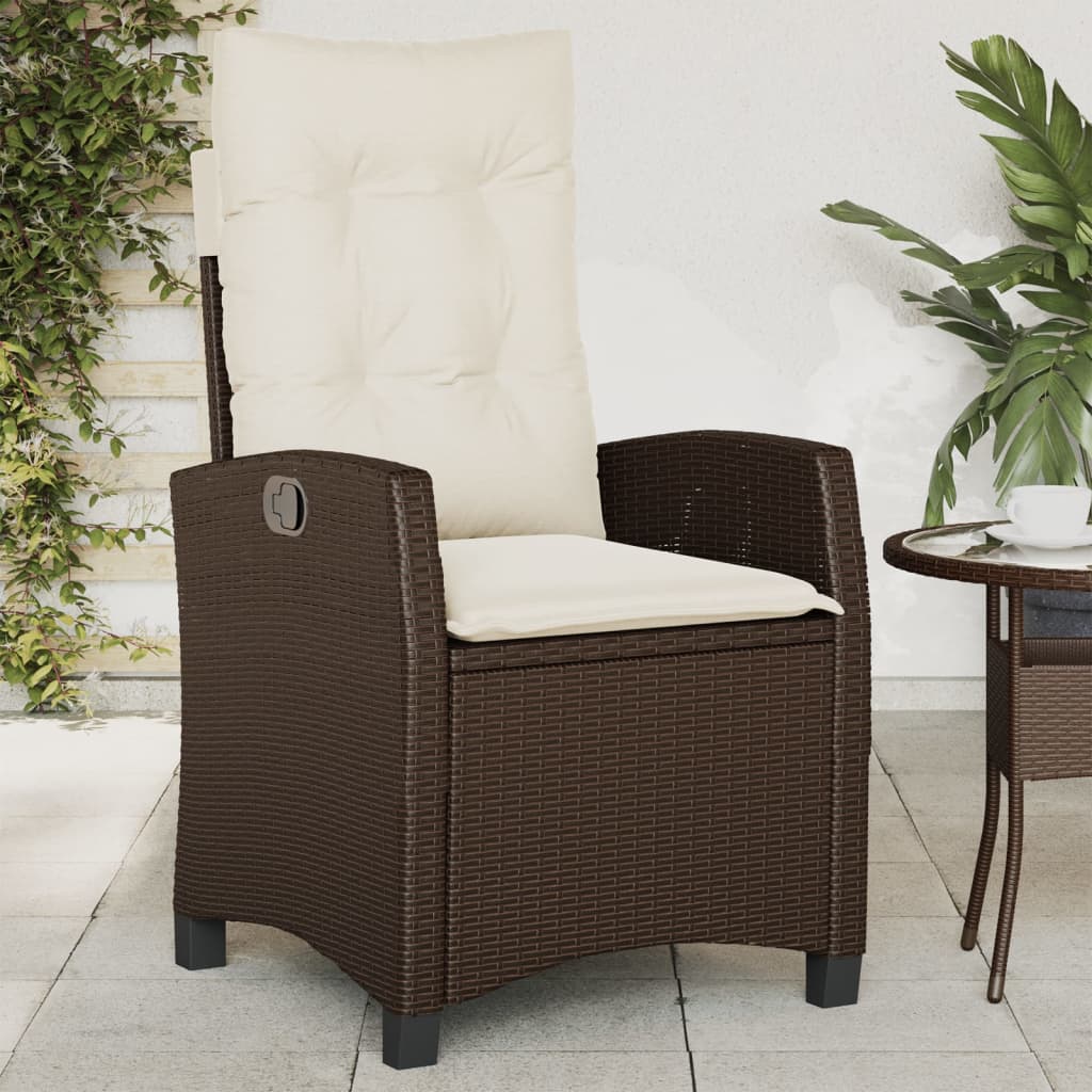 Silla De Jardín Reclinable Con Cojines Ratán Sintético