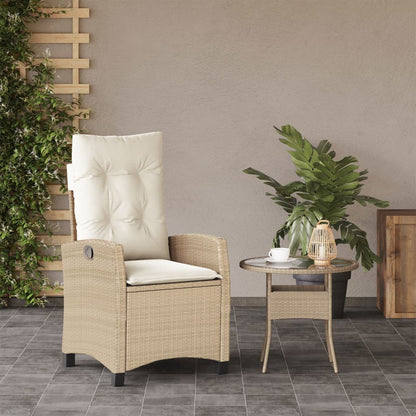 Silla De Jardín Reclinable Con Cojines Ratán Sintético