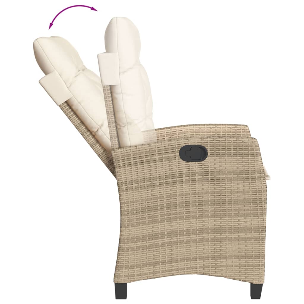 Silla De Jardín Reclinable Con Cojines Ratán Sintético
