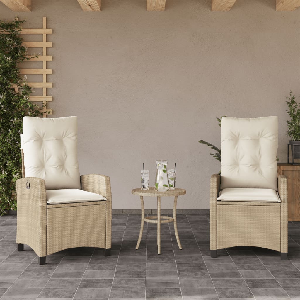 Silla De Jardín Reclinable Con Cojines Ratán Sintético