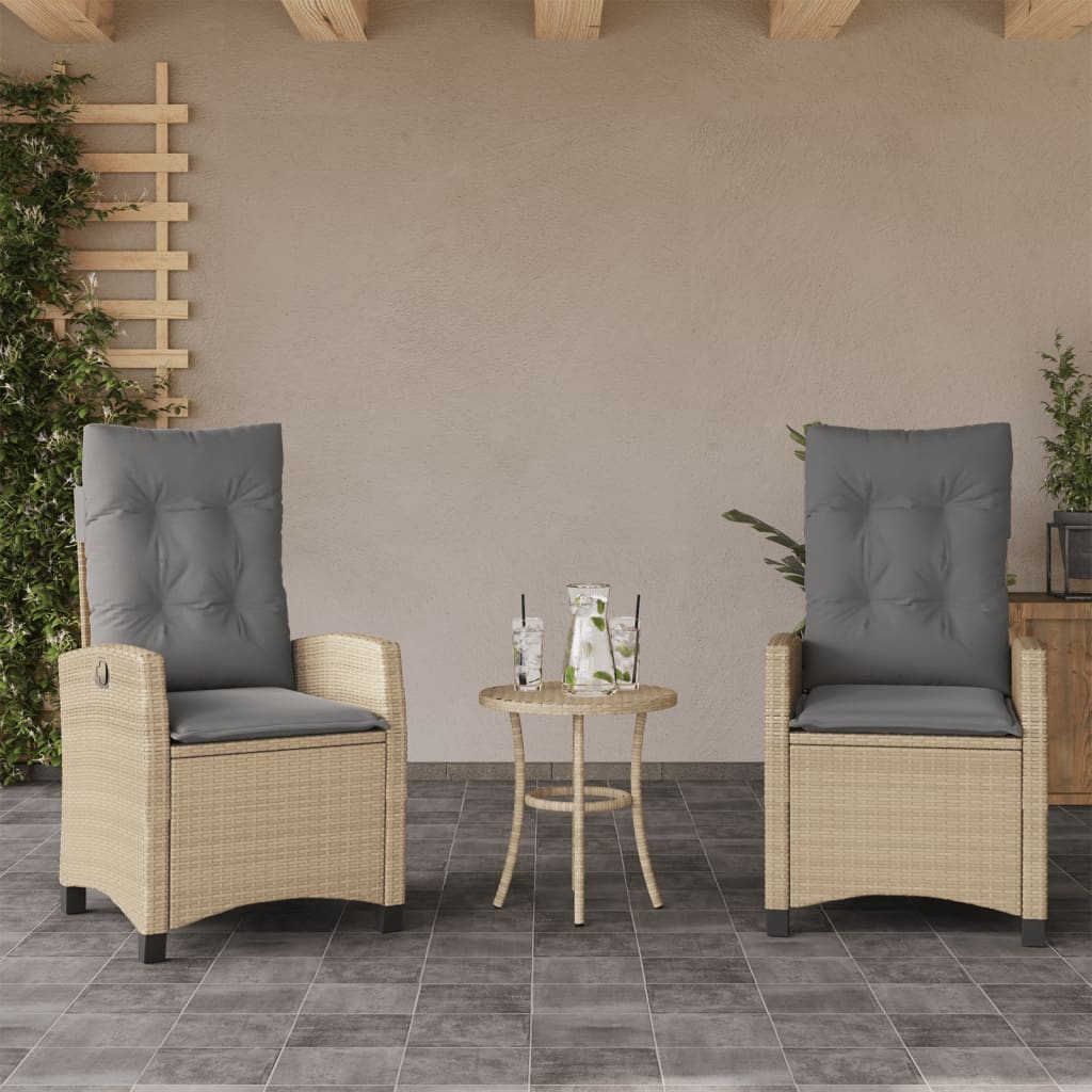 Silla De Jardín Reclinable Con Cojines Ratán Sintético