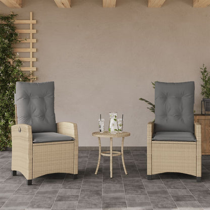 Silla De Jardín Reclinable Con Cojines Ratán Sintético