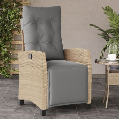 Silla De Jardín Reclinable Con Cojines Ratán Sintético