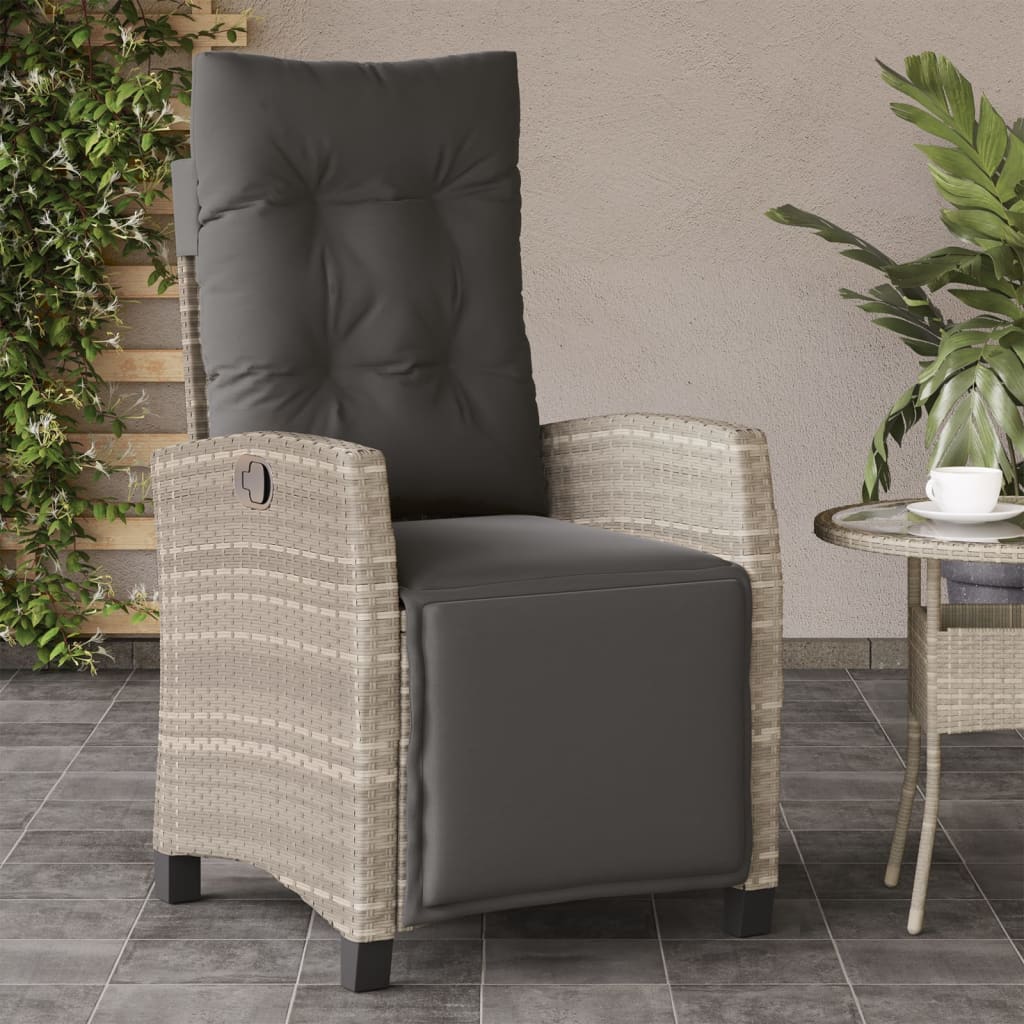 Silla De Jardín Reclinable Con Cojines Ratán Sintético