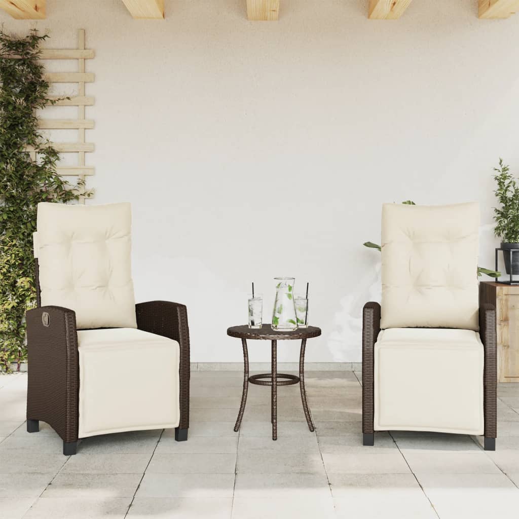 Silla De Jardín Reclinable Con Cojines Ratán Sintético