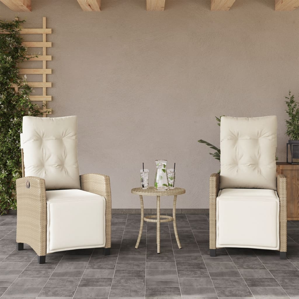 Silla De Jardín Reclinable Con Cojines Ratán Sintético