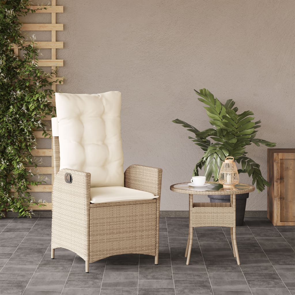 Silla De Jardín Reclinable Con Cojines Ratán Sintético