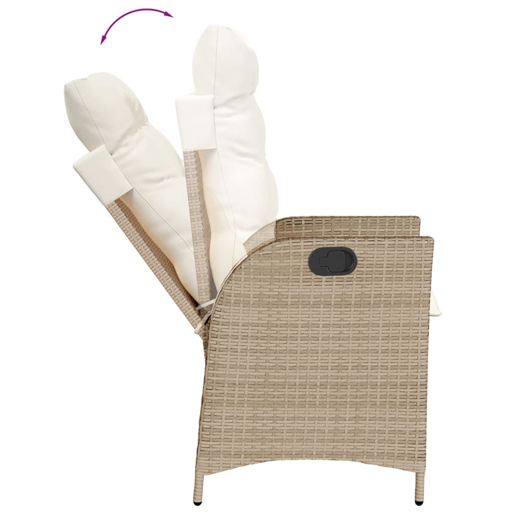 Silla De Jardín Reclinable Con Cojines Ratán Sintético