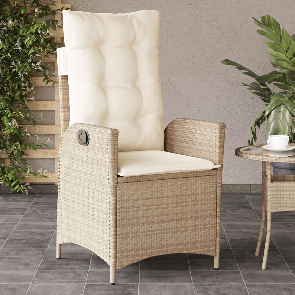 Silla De Jardín Reclinable Con Cojines Ratán Sintético