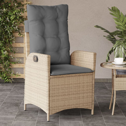 Silla De Jardín Reclinable Con Cojines Ratán Sintético