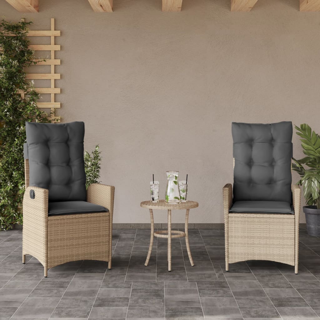 Silla De Jardín Reclinable Con Cojines Ratán Sintético