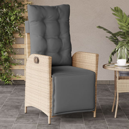 Silla De Jardín Reclinable Con Cojines Ratán Sintético