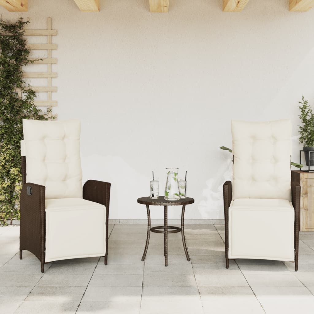 Silla De Jardín Reclinable Con Cojines Ratán Sintético
