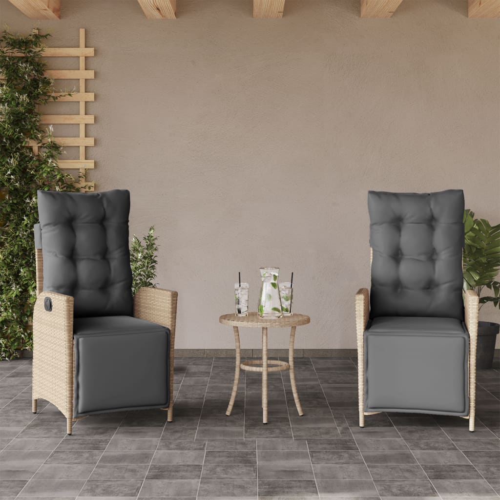 Silla De Jardín Reclinable Con Cojines Ratán Sintético