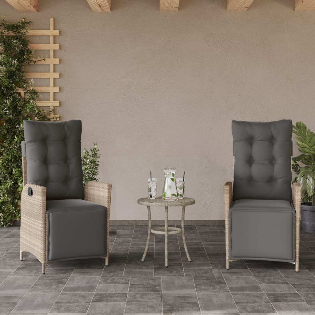 Silla De Jardín Reclinable Con Cojines Ratán Sintético