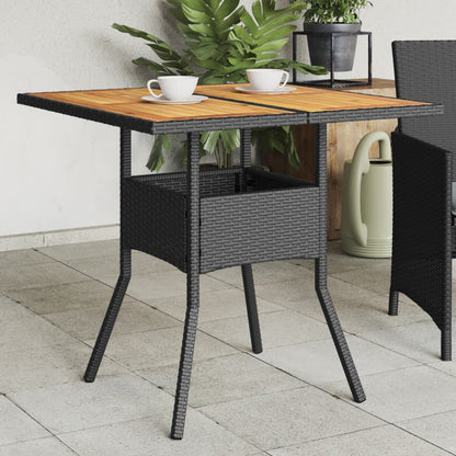Mesa De Jardín Superficie De Vidrio Ratán Pe 80X80X75 Cm