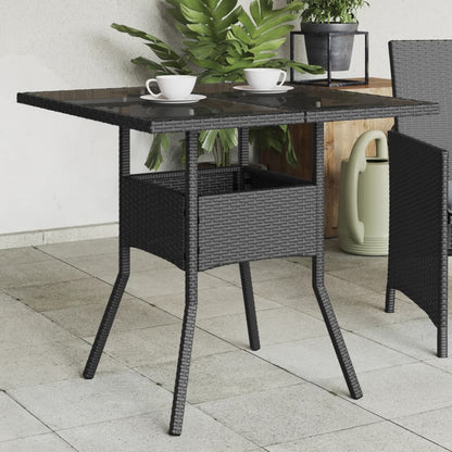 Mesa De Jardín Superficie De Vidrio Ratán Pe 80X80X75 Cm