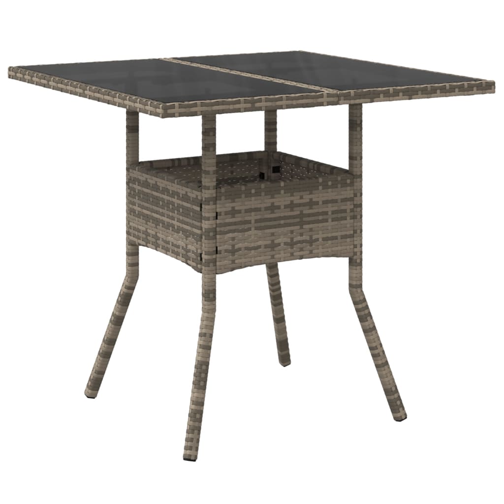 Mesa De Jardín Superficie De Vidrio Ratán Pe 80X80X75 Cm