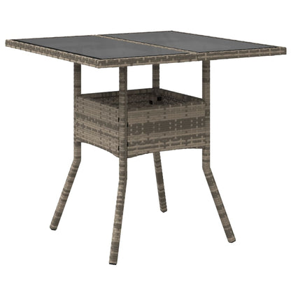 Mesa De Jardín Superficie De Vidrio Ratán Pe 80X80X75 Cm