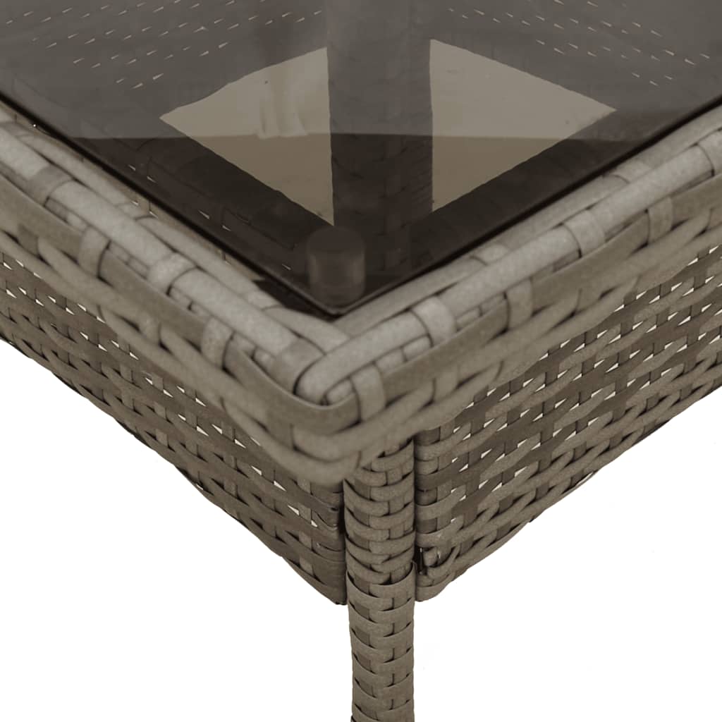 Mesa De Jardín Superficie De Vidrio Ratán Pe 80X80X75 Cm