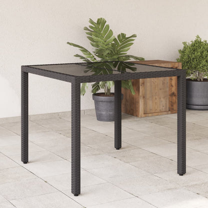 Mesa De Jardín Superficie De Vidrio Ratán Pe 90X90X75 Cm
