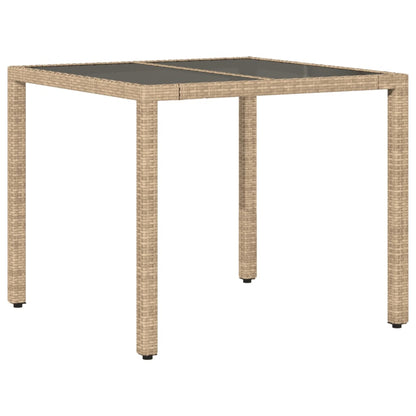 Mesa De Jardín Superficie De Vidrio Ratán Pe 90X90X75 Cm