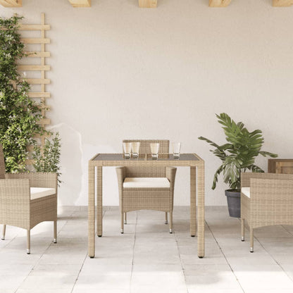 Mesa De Jardín Superficie De Vidrio Ratán Pe 90X90X75 Cm