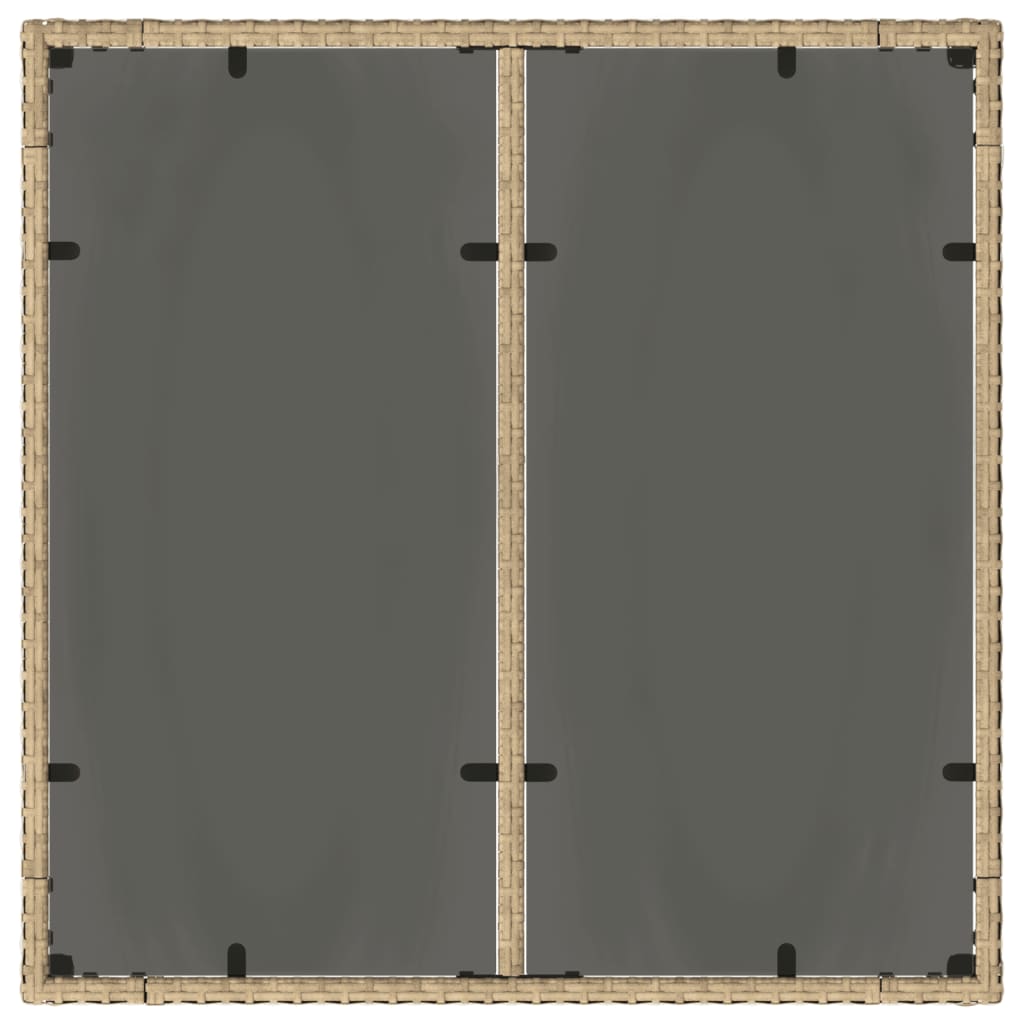 Mesa De Jardín Superficie De Vidrio Ratán Pe 90X90X75 Cm